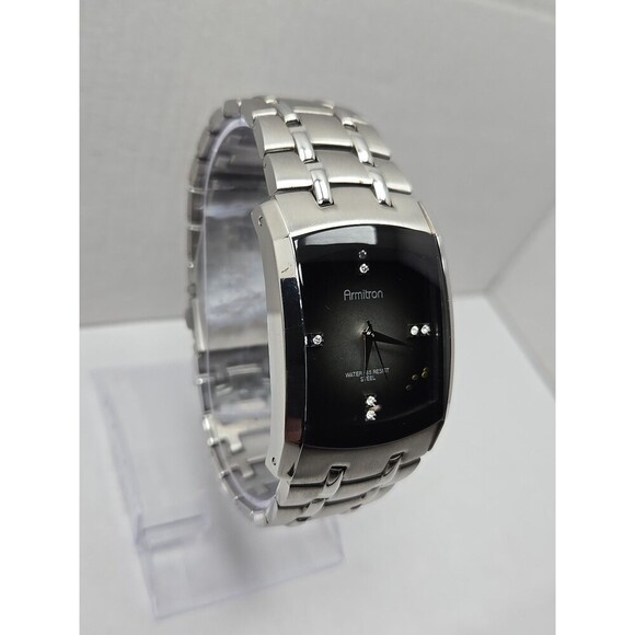 Armitron 20 4507SV Mens Rectangular Stainless Steel Quartz Watch New Battery 50m - Picture 3 of 11